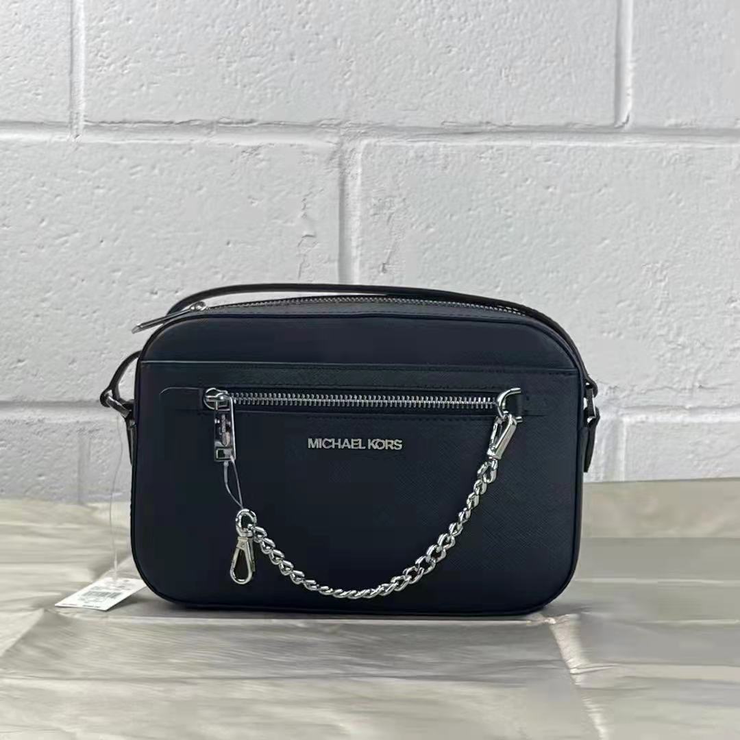 MICHAEL KORS 35T1STTC9L JET SET LARGE SAFFIANO LEATHER CROSSBODY BAG IN BLACK MICHAEL KORS 35T1STTC9L JET SET LARGE SAFFIANO LEATHER CROSSBODY BAG IN BLACK